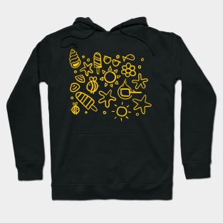 summer items yellow - sun ice cream bee seastar sea elements warm Hoodie